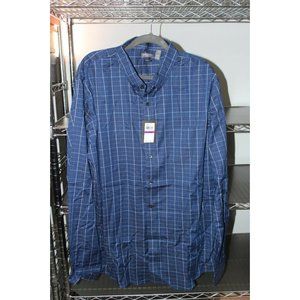 Men's Size 2XL - Van Heusen Flex Long Sleeve Blue Plaid Button Up